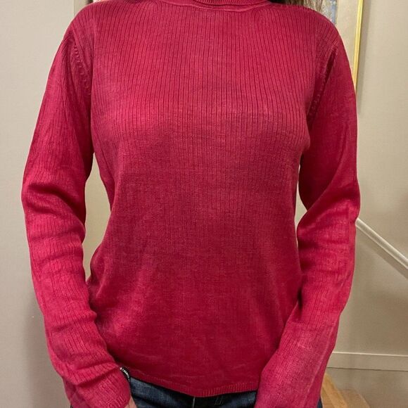 Pink Ribbed Knit Turtleneck Sweater from Italy - M - Picture 9 of 15